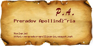 Preradov Apollinária névjegykártya